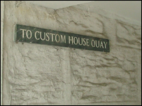 Custom House Quay sign, Falmouth